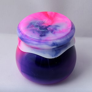 Purple, Pink, and White Resin Jar with Screw on Lid
