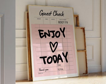 Trendy Prints Guest Check Wall Art Prints And Posters Kitchen Wall Decor Bar Cart Art Digital Prints Aesthetic Guest Check Art Enjoy Today