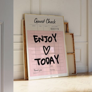 Trendy Prints Guest Check Wall Art Prints And Posters Kitchen Wall Decor Bar Cart Art Digital Prints Aesthetic Guest Check Art Enjoy Today