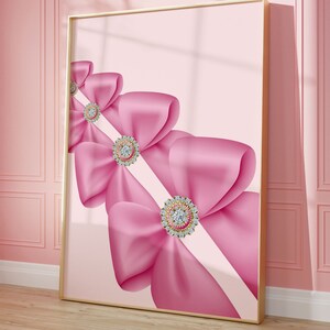 Trendy Pink Bows Print, Pink Coquette Poster, Girly Wall Art, Coquette Room Decore, Preppy Poster, Soft Girl Decor, Digital Download