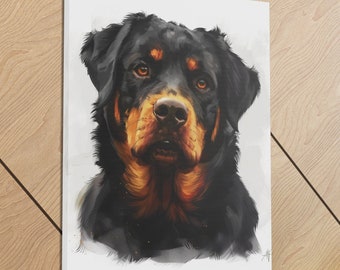 STAMPA SU TELA / Ritratto personalizzato di cane / Decorazione murale per animali domestici / Poster per cani / Regalo per cane Rottweiler / Arte murale per cani / Dipinto ad acquerello / Decorazione per animali domestici