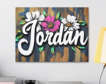 Personalized Name Wall Art | Floral Nursery Canvas | Custom Girls Room Decor