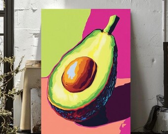 Avocado Kitchen Wall Art | Colorful Canvas Print | Foodie Home Decor