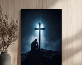 Jesus Canvas Wall Art | Christian Cross Print | Religious Home Decor | Bible Verse Artwork | Inspirational Faith Poster | Spiritual Gift