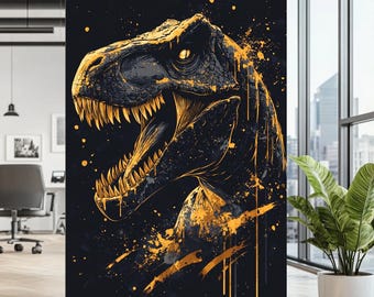 Dinosaur Canvas | T-Rex Abstract Wall Art | Jurassic-Inspired Decor for Dinosaur Lovers | Bold & Unique Dino Art Colorful | Modern Artwork