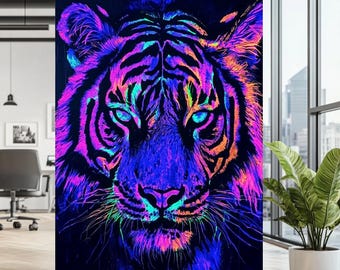 Colourful Tiger-| Art Print, Wall Decor, Animal Painting, Neon