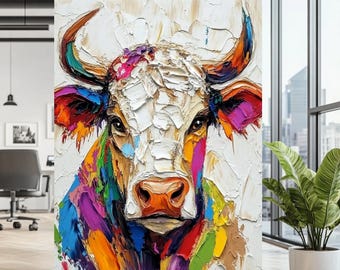 Muurkunst Schotse Hooglanders | Zuidwestelijke decoratie koe | Canvas afdrukken | Boerderij woonkamerdecoratie | Vintage koe-kunstwerk | Rustiek dierenhuisdecoratie