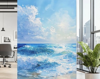 Ocean Wand Kunst | Küstenwanddekor | Strand-Haus-Wand-Dekor | Blaue Welle Wandkunst | Strand Wand Kunst | Moderne Luxuskunst Ozeanmalerei