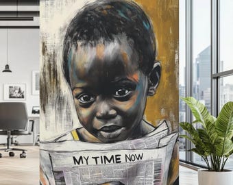 Empowering Portrait Painting Canvas Print | Black Boy Art | African American Boy Art | Inspiring Wall Decor Kids Room | Black Child Portrait