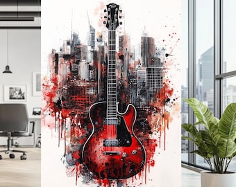 CANVAS PRINT | Guitar Wall Art | Rock N Roll Wall Decor | Music Wall Art | Acoustic Guitar Print | Music Room Art | Large Wall Art
