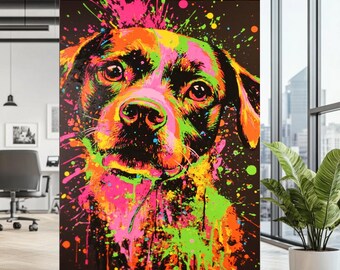 Colorful Dog Wall Art | Vibrant Abstract Canvas Pet Lovers | Custom Pet Portrait | Dog Poster | Gift for Dog Lovers | Dog Modern Artwork