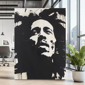 CANVAS PRINT | Bob Marley Wall Art | Iconic Reggae Wall Art | Rastafarian Artwork | Jamaican Singer Portrait Print Wall Art | Vintage Music