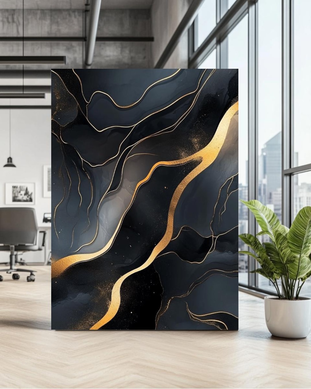 CANVAS PRINT | Black and Gold Abstract Canvas Wall Art | Elegant ...