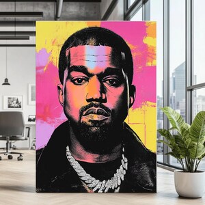 Hiphop pop-art canvas | Stedelijke muurkunst beroemdheden | Gedurfde muziekprint | Luxe streetart-decor | Poster in graffitistijl | Modern rapkunstwerk