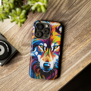 Colorful Wolf Phone Case: Artistic Graffiti Style