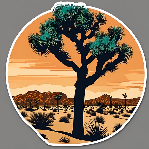 Joshua Tree Desert Scene Sticker, Joshua Tree Sticker, Desert Vibes Sticker, Fun Sticker