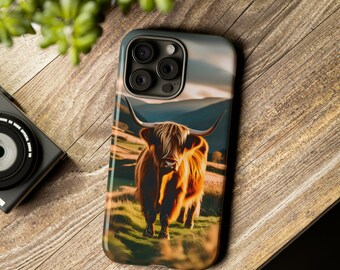 Highland Cattle Phone Case, iPhone and Samsung Phone Case, Highland Cow Art Phone Case, Portrait Phone Case - Matte or Glossy