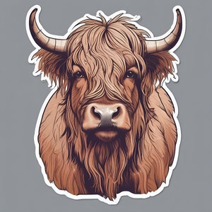 Highland Cow Sticker, Highland Cattle Sticker, Cute Highland Cow Sticker, Adorable Highland Cow Stickers