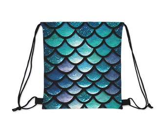 Outdoor Drawstring Bag- Galactic Mermaid Print, Adventure-Ready Carryall, Ideal Gift for Hikers and Beachgoers