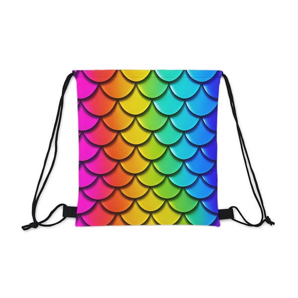 Rainbow Mermaidcore Drawstring Bag - Adventure-Ready Carryall, Ideal Gift for Hikers and Beachgoers