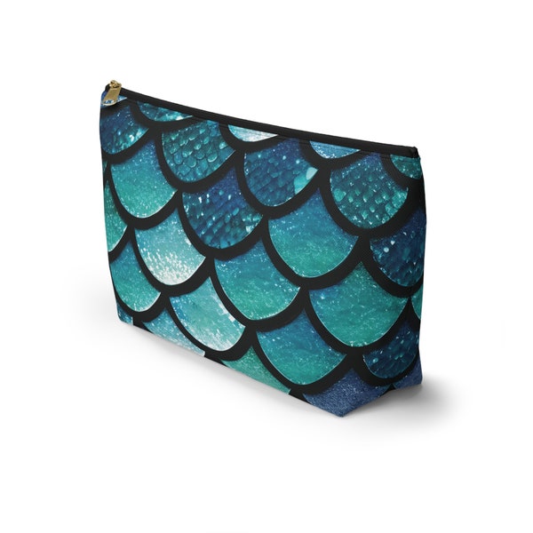 Galactic Mermaidcore Makeup Bag - Sleek and Chic T-Bottom Accessory Pouch for Cosmetics, Pencils & Travel Gear - Unique Gift for Her