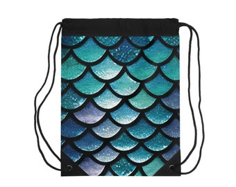 Drawstring Bag- Galactic Mermaid Print, Adventure-Ready Carryall, Ideal Gift for Hikers and Beachgoers