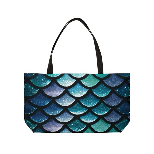 Aqua Mermaidcore Weekender Tote Bag - Durable Spacious Tote for Getaways, Perfect for Travel and Beach Lovers