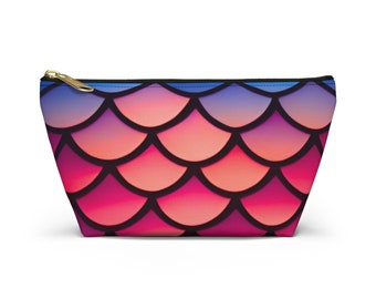 Trousse de maquillage Sunset Mermaidcore - Pochette à accessoires élégante et chic avec fond en T pour produits de beauté, crayons et équipement de voyage - Cadeau unique pour elle