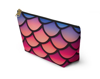 Sunset Mermaidcore Makeup Bag - Sleek and Chic T-Bottom Accessory Pouch for Cosmetics, Pencils & Travel Gear - Unique Gift for Her