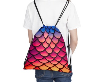 Sunset Mermaidcore Bolsa con cordón para exteriores: bolso de mano listo para la aventura, ideal para excursionistas y amantes de la playa, regalo perfecto para los amantes de las sirenas