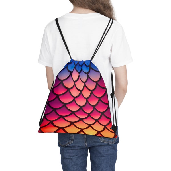 Sunset Mermaidcore Outdoor Drawstring Bag - Adventure-Ready Carryall, Ideal for Hikers and Beachgoers, Perfect Gift for Mermaid Lovers