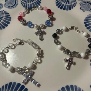 Silver cross charm bracelet
