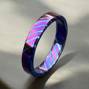 Timascus Ring Mens Wedding Ring Mens Engagement Ring Colorful Timascus Steel Ring Mens couple wedding Band Gift for Him Timascus Ring