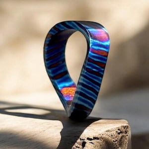 Unique Timascus Curved Ring Men Wedding Ring Engagement Ring Wedding Band Colourful Timascus Steel Ring Gift For Him Timascus Ring For Her.