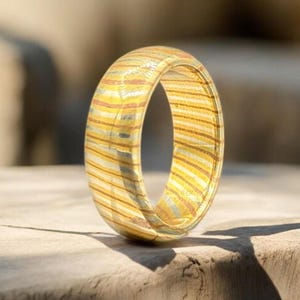 Mokume Gane Ring Mokume Gane Dome Promise Ring Wedding Ring Brushed Finished Mokume Ring Engagement Ring Wedding Band Rustic Mokume Gan Ring