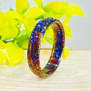 5mm Unique Titanium Random Pattern Colorful Titanium Heat Anodized Handmade Titanium Ring For Men Anniversary Gift For Her Personalized Gift