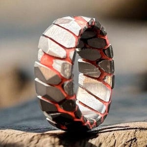 Superconductor Ring – Acid Etched Pattern | Unique Men&#39;s Wedding Band | Geeky Science Jewelry, Rare Science Metal Jewelry