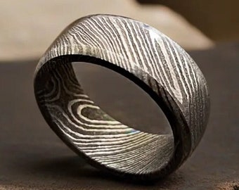 Damascus Steel Wedding Band Damascus Steel Wedding Men Ring Women Rings Damascus Wedding Ring Anniversary Ring For Men and Women Unique Ring