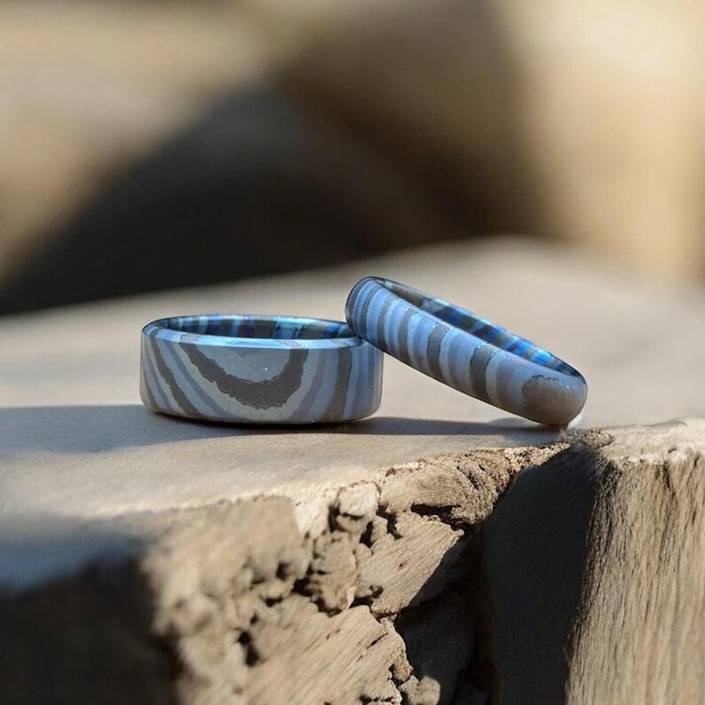 Unique Zirconium Handmade Couple Ring Colorful Zircuti Heat Anodized ...