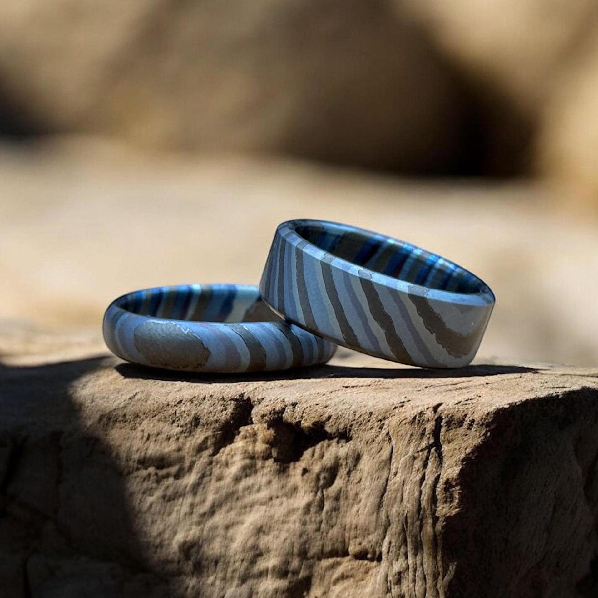 Unique Zirconium Handmade Couple Ring Colorful Zircuti Heat Anodized ...