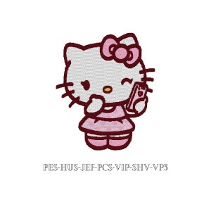 Kitty’s pink coquette design, embroidery design file, cute kitty design