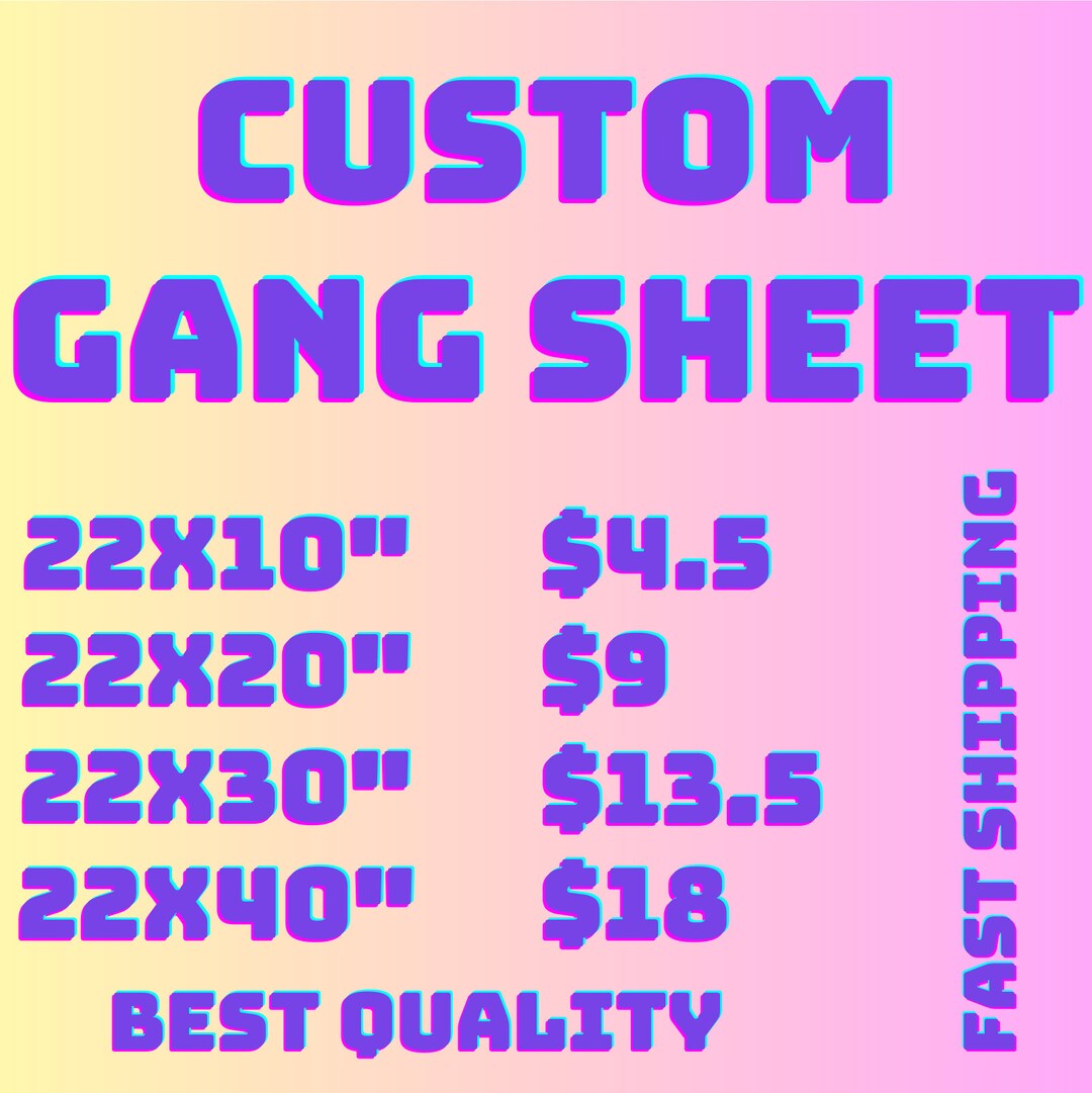 Custom DTF Gang Sheet, DTF Transfers, Direct to Film Transfer ...