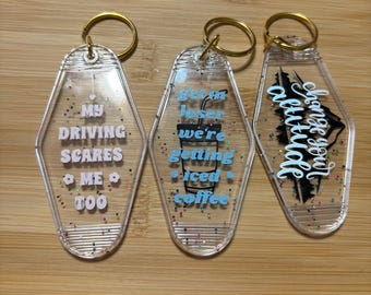 Hotel motel Keychain Bag Charm handmade