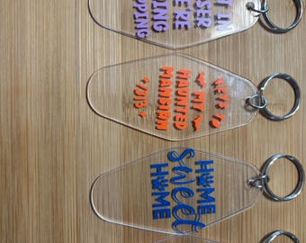Hotel motel Keychain Bag Charm handmade