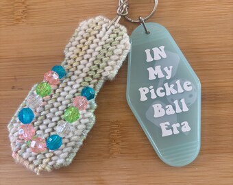 Pickle ball Hotel motel Keychain Bag Charm handmade