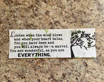 Personal Poetry Self Help / Self Love / Self Esteem Poetry Bookmark - Personal Handmade, Hand Cut Floral Paper Art