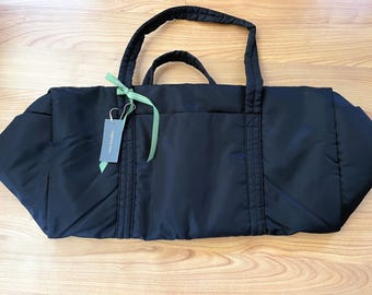 RARE New Old Vintage ~ Satin Vera Bradley Large Original Duffel / Weekender Overnight Bag, Black Moonless Night Retired Shoulder Bag