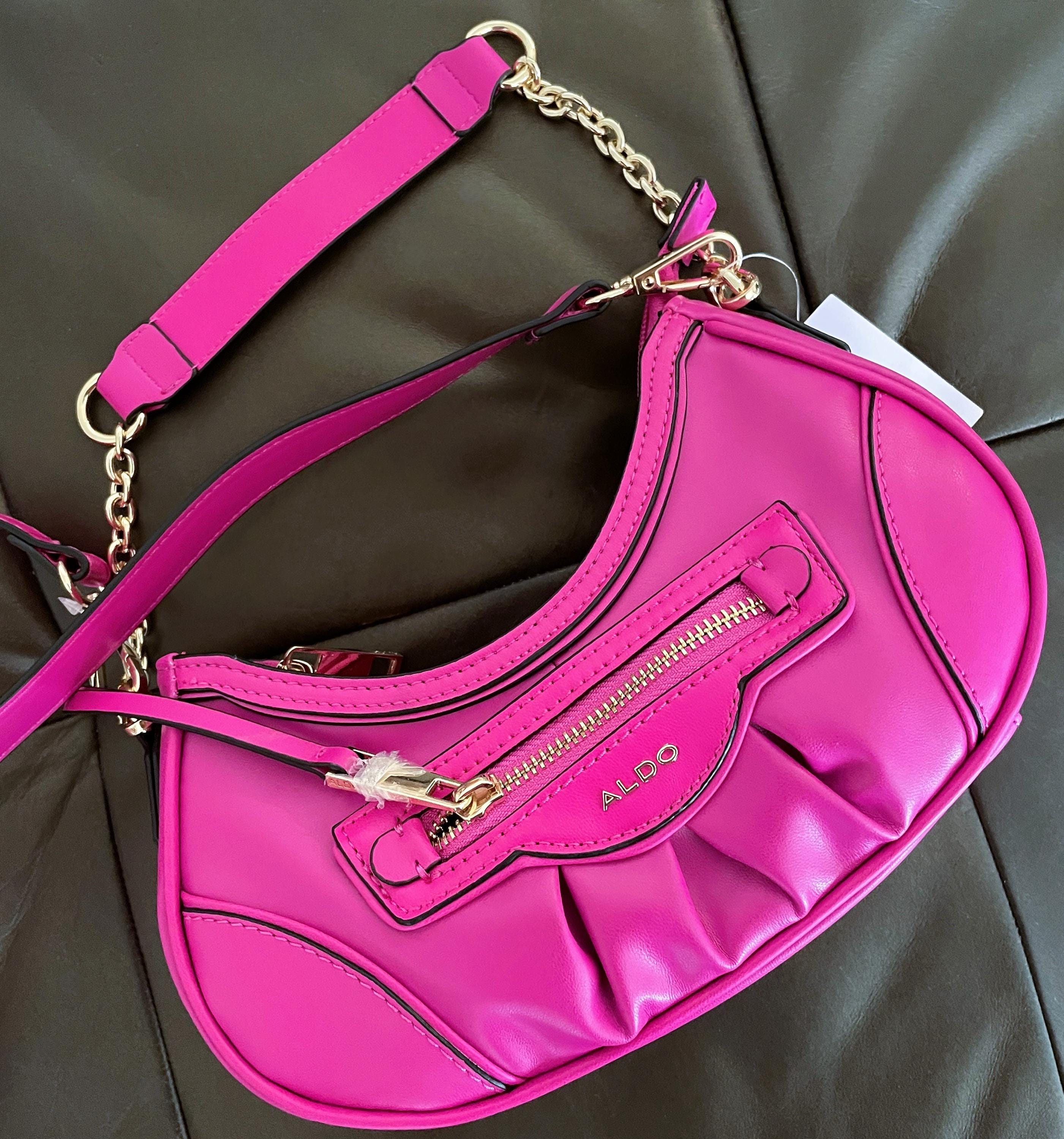 CUTE Pink!! ALDO Crossbody Shoulder Purse, Gorgeous Fuchsia & Gold 