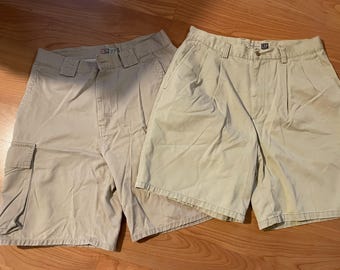 GAP Pure Cotton Relaxed Fit Shorts -and- STRUCTURE Superior Quality Cargo Shorts - Vintage Khaki Cargos Y2K 2000s 00s