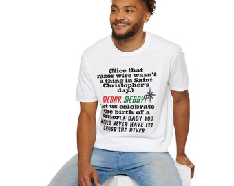 St. Christopher Religious Christmas Shirt. Right, Christian, Catholic Hypocrisy T-Shirt. America, Poverty, Racism, Immigrant, Social Justice